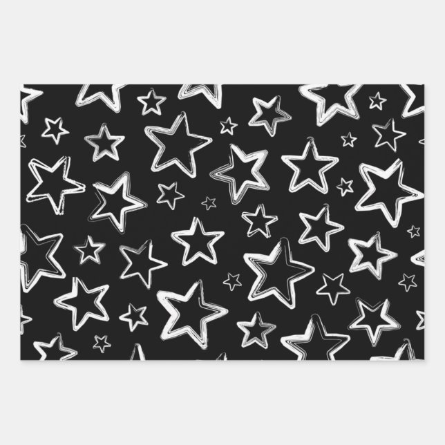 Stars pattern wrapping paper sheet (Front)