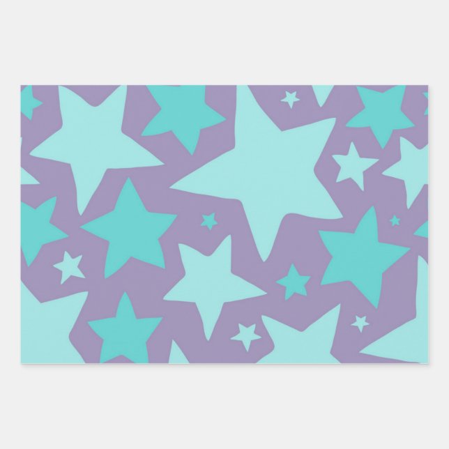 Stars pattern wrapping paper sheet (Front)