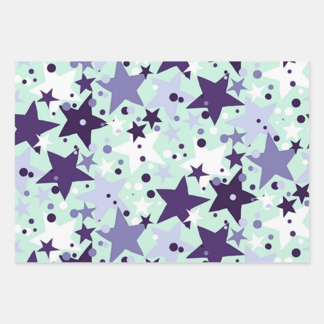 Stars pattern wrapping paper sheet (Front)