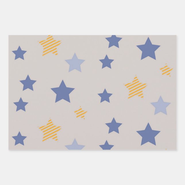 Stars pattern wrapping paper sheet (Front)