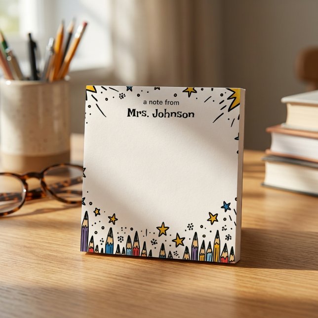 Stars & Pencils Personalised Teacher Appreciation Notepad (Creator Uploaded)