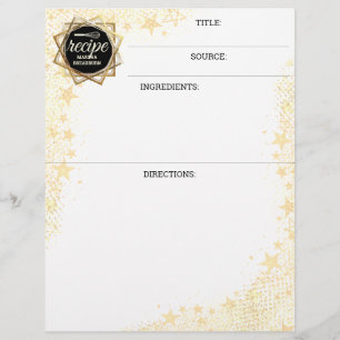 Stars personalised cookbook recipe letterhead