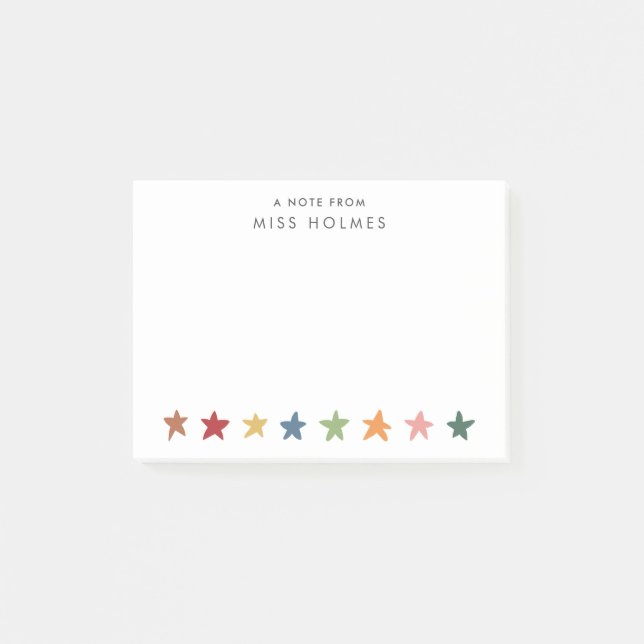 Stars Personalised Teacher Post-it Notes (Front)