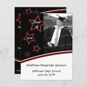 Stars Photo Graduation Party Invite, Black and Red Invitation