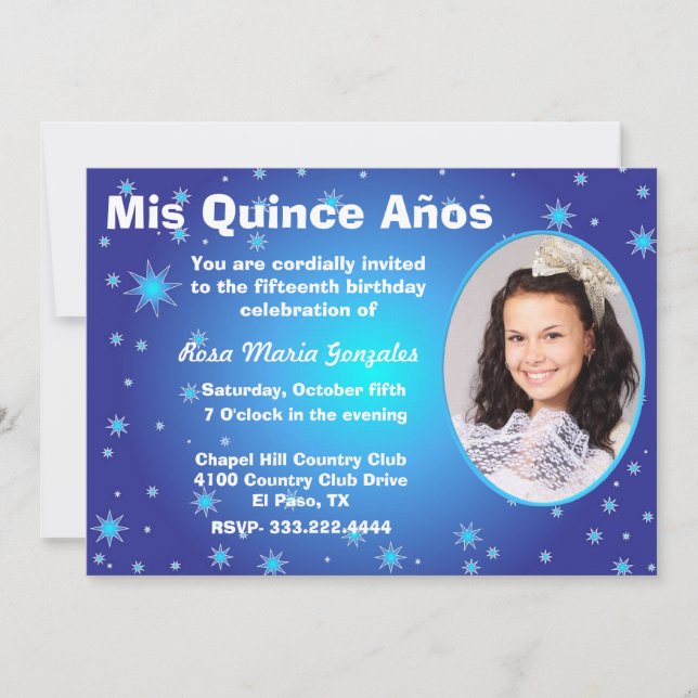 Stars Photo Quinceañera Invitation (Front)