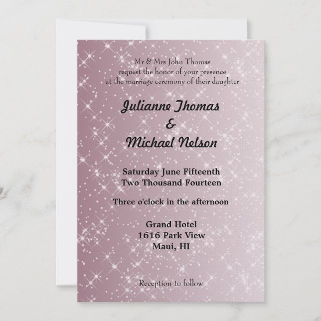 Stars Pink Abstract Wedding Invitation (Front)