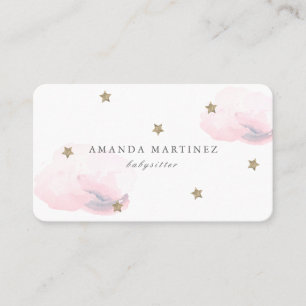 Stars & Pink Clouds White Business Card