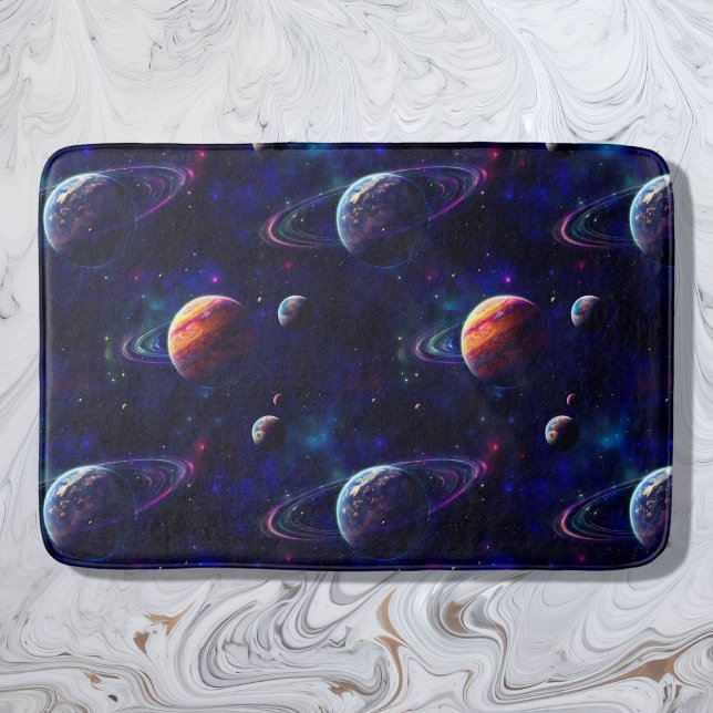 Stars, Planets, Galaxy, Outer space Themed Bath Mat (Creator Uploaded)
