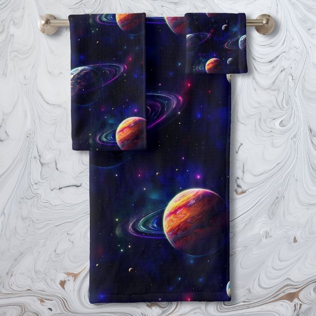 Stars, Planets, Galaxy, Outer space Themed Bath Towel Set (Creator Uploaded)