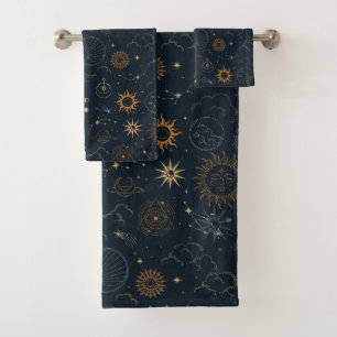 Stars & Planets Pattern Bath Towel Set