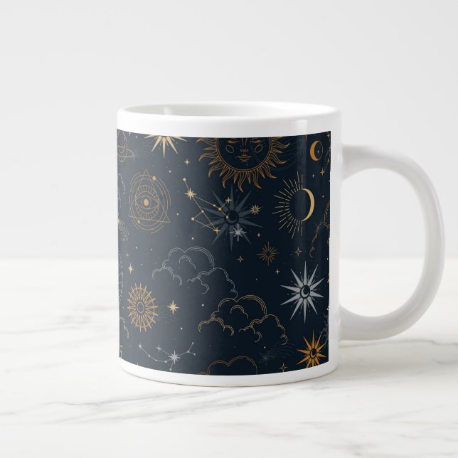 Stars & Planets Pattern Large Coffee Mug (Right)