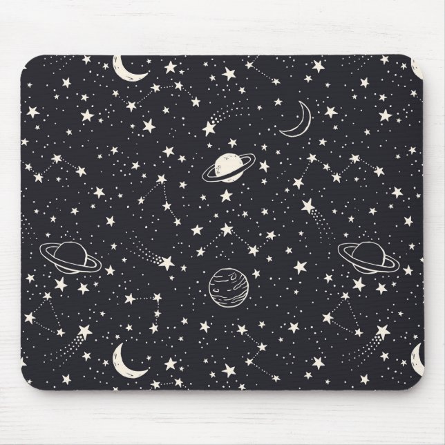Stars & Planets Pattern Mouse Mat (Front)