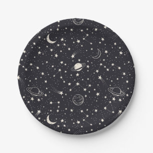 Stars & Planets Pattern Paper Plate