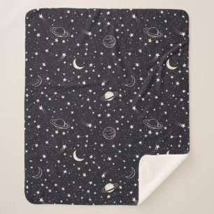 Stars & Planets Pattern Sherpa Blanket
