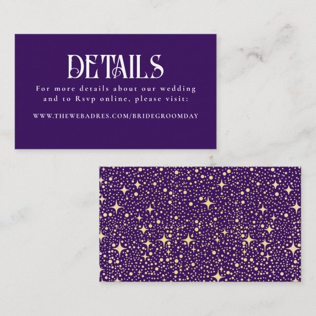 Stars Purple Wedding Wedding Details Enclosure Card (Front/Back)