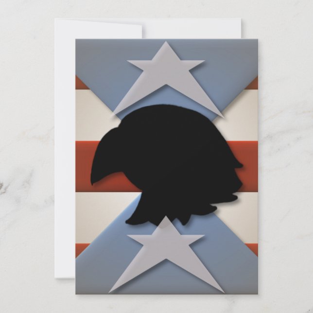 Stars Red Blue Flag Eagle Silhouette Invitation (Front)