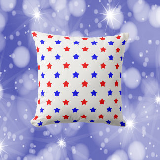 Stars Red Blue Pattern White Background Cushion