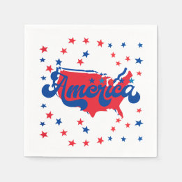 Stars Red White and Blue America Napkin