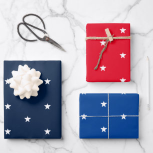 Stars red white and blue pattern patriotic gift wrapping paper sheet