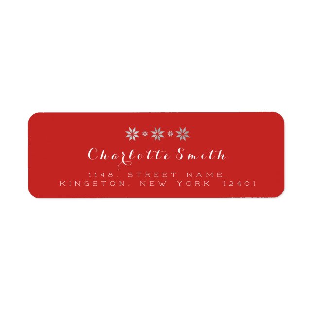 Stars Red White Grey RSVP Return Address Label (Front)