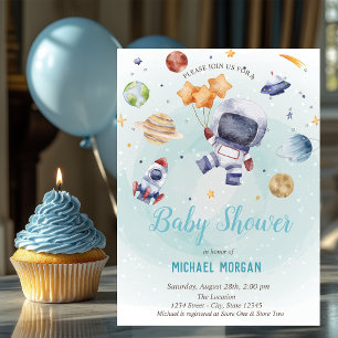Stars,Rocket,Astronaut Space Baby Shower  Invitation