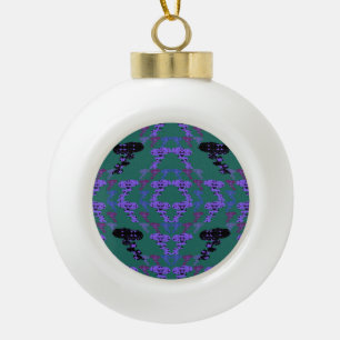 Stars Roses Ceramic Ball Christmas Ornament