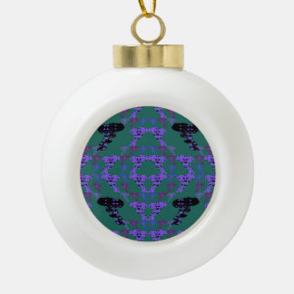 Stars Roses Ceramic Ball Christmas Ornament
