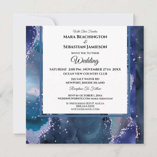 *~* Stars RSVP Website AGATE AR13 Lavender Wedding Invitation (Front)