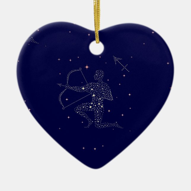 stars sagittarius ceramic tree decoration (Front)