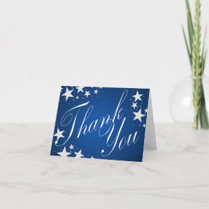 Stars Sapphire Blue Thank You Card