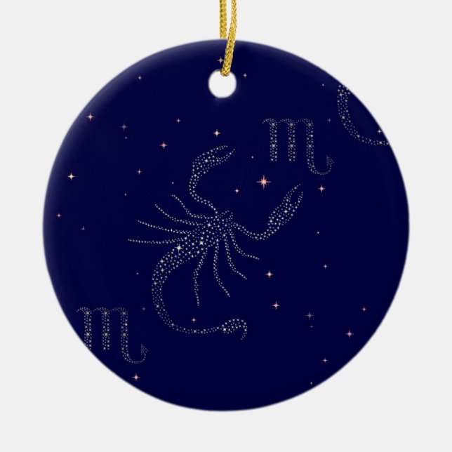 stars scorpio ceramic tree decoration (Front)