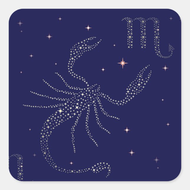 stars scorpio square sticker (Front)