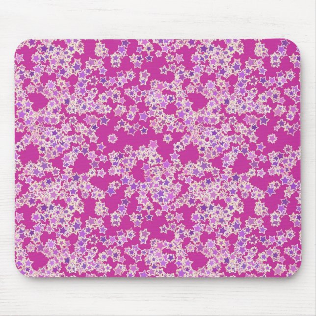 Stars, shades of lilac against magenta mouse mat (Front)