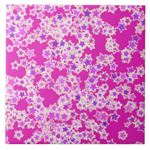 Stars, shades of lilac against magenta tile