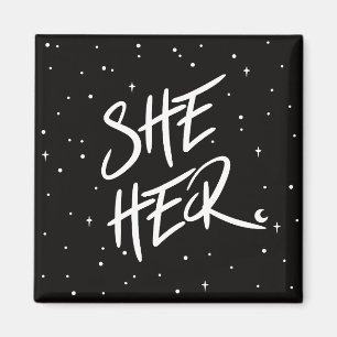 Stars She/Her Pronouns  3 Cm Round Badge Magnet