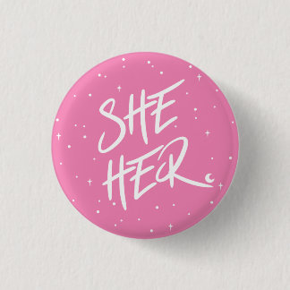 Stars She/Her Pronouns in Pink 3 Cm Round Badge