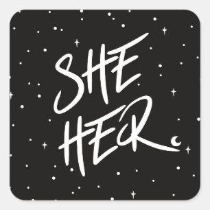 Stars She Her Pronouns Square Sticker