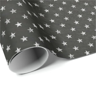 Stars Sky Black White Night Chalkboard Delicate Wrapping Paper