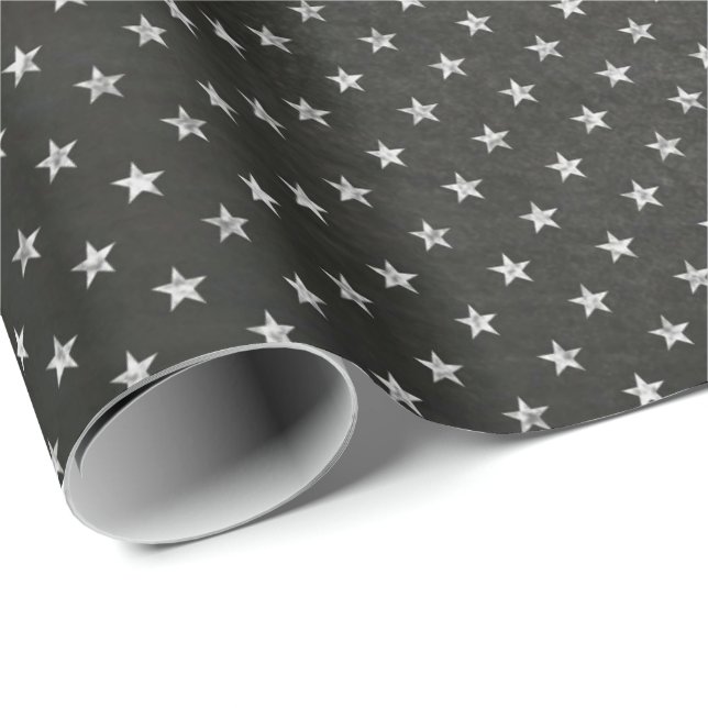 Stars Sky Black  White Night  Chalkboard  Delicate Wrapping Paper (Roll Corner)