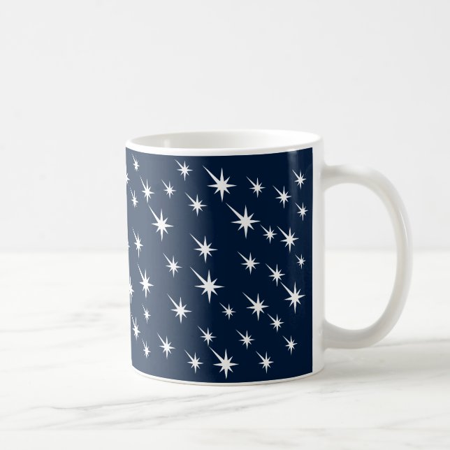 Stars sky navy blue white pattern coffee mug (Right)