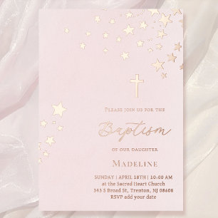 stars sky on pink watercolor background   Baptism
