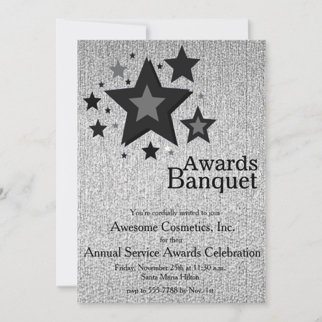 Stars Sparkle Silver Business Event Party Invite (Front)