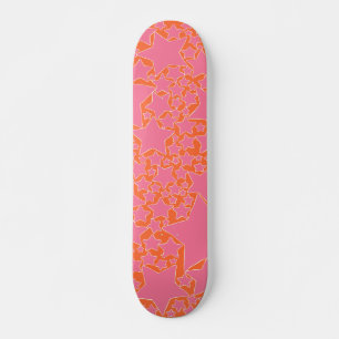 Stars, Stars, Stars in Pink and Orange Skateboard