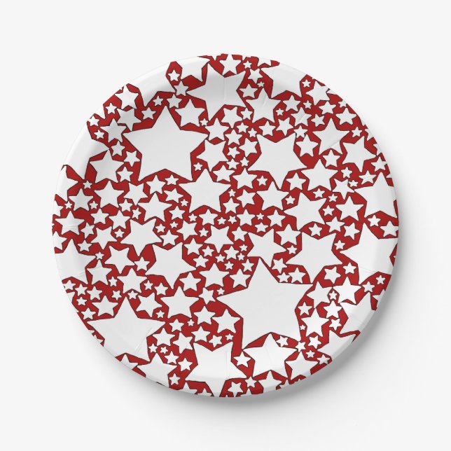 Stars, Stars, Stars in Red and White Paper Plate (Front)