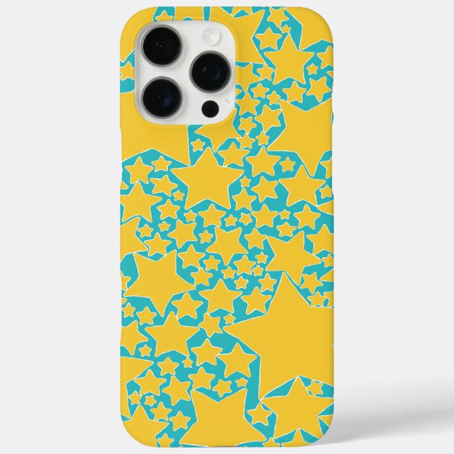 Stars, Stars, Stars in Turquoise and Yellow Case-Mate iPhone Case (Back)
