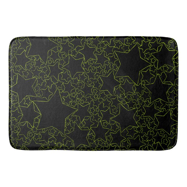 Stars, Stars, Stars - Lime Green Bath Mat (Front)