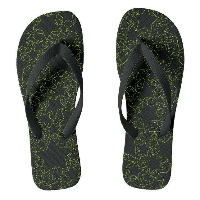 Stars, Stars, Stars - Lime Green  Flip Flops (Footbed)