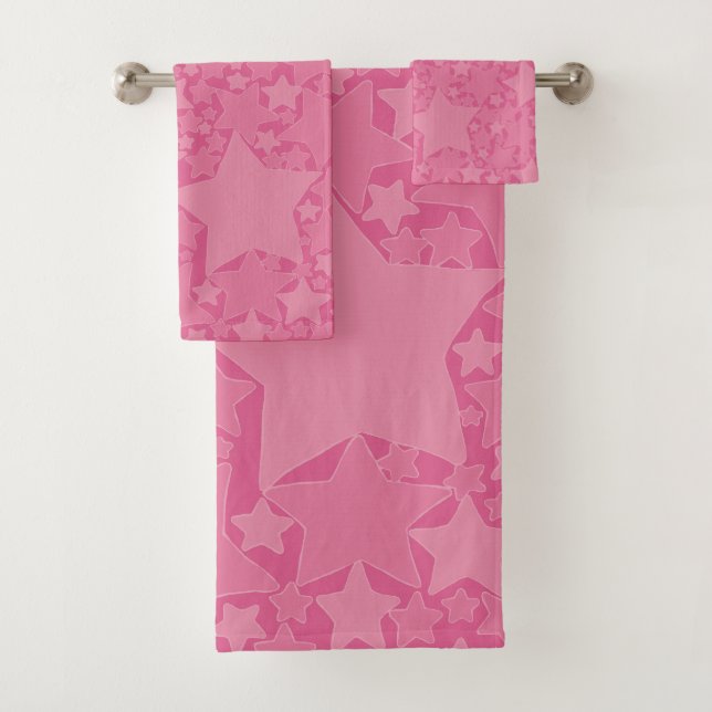 Stars, Stars, Stars - Pink Bath Towel Set (Insitu)
