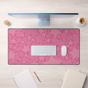 Stars, Stars, Stars - Pink Desk Mat