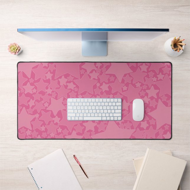 Stars, Stars, Stars - Pink Desk Mat (Office 1)
